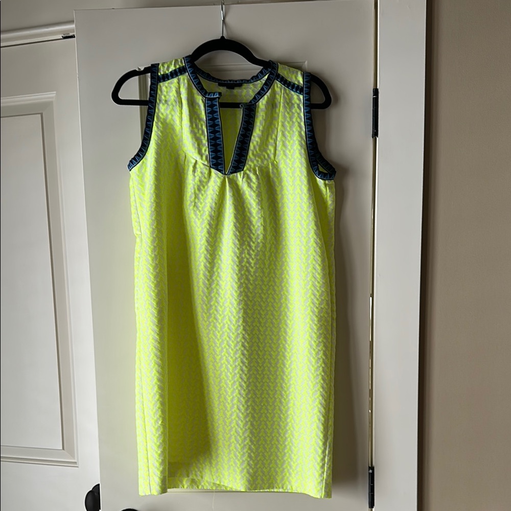 J. Crew Neon Yellow and Navy Mini Dress